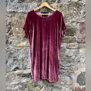 Madewell Silk Blend Velvet Bow-Back Tee Dress Size M